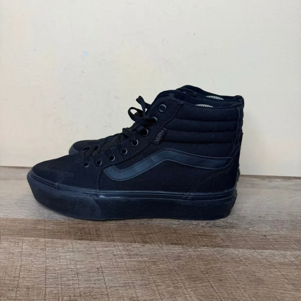 Vans stacked platform triple black womens size 8 shoes 721356